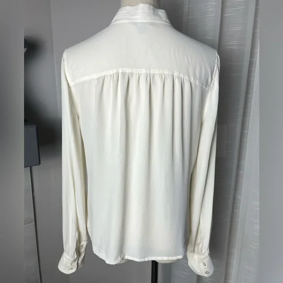 Brooks Brothers Neck Tie Cream White 100% Silk Blouse Size 8 - Picture 4 of 9